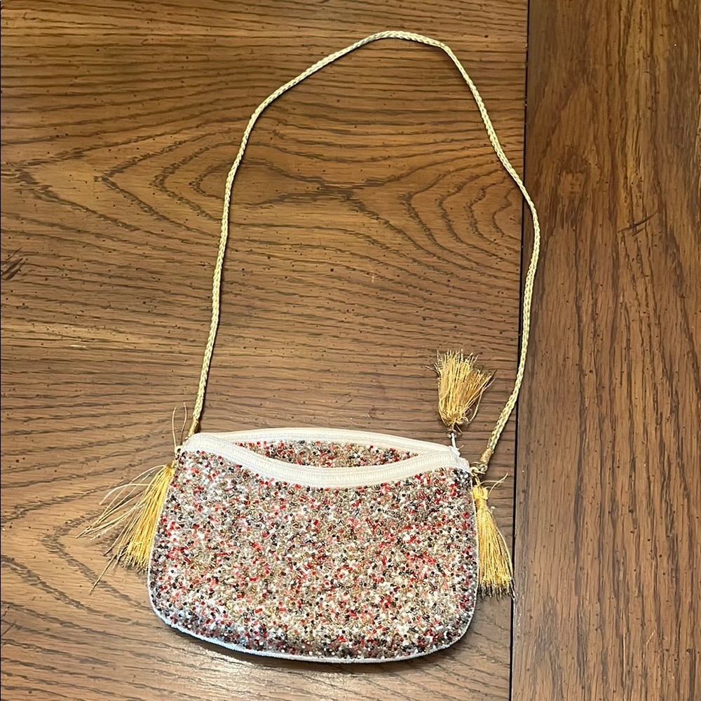 Walborg Red and Gold‎ Clutch with Glittery Texture